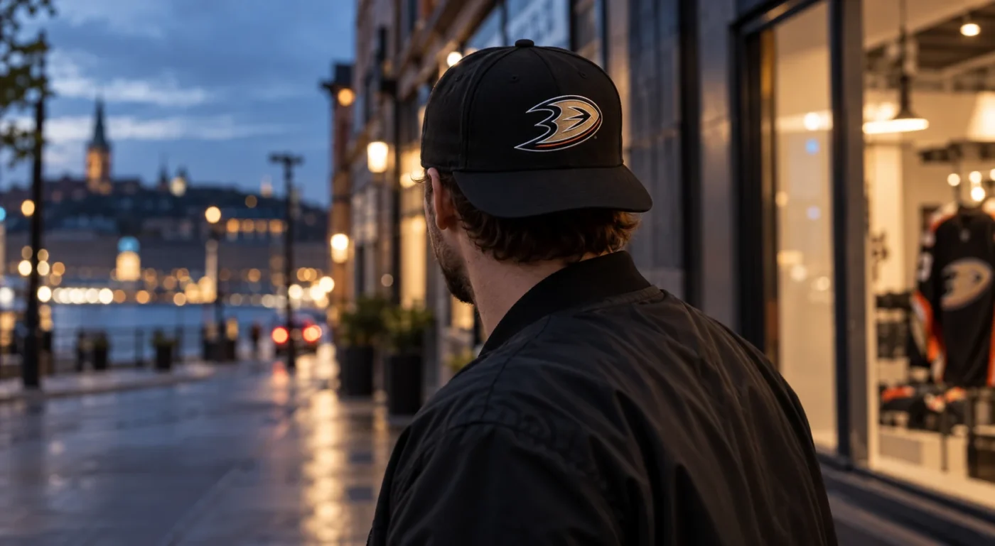 Svart Anaheim Ducks-caps i avslappet streetwear-stil