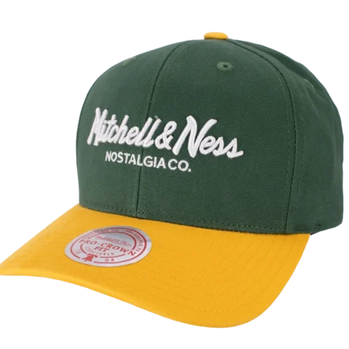 Mitchell & Ness - Pinscript - Grön / Gul keps