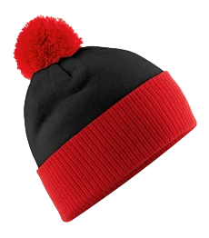 Beechfield - Snowstar Duo Two-Tone Beanie - Svart/röd mössa
